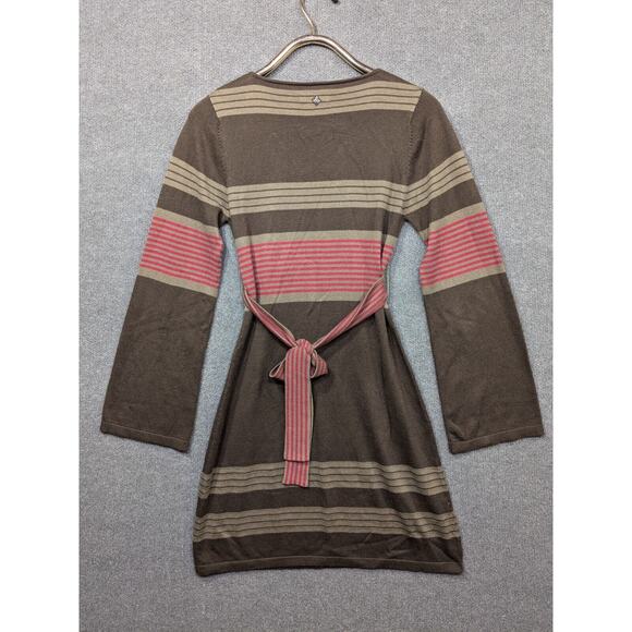 PrAna Sydney Sweater Dress Womens Small Brown Pink Striped Bell Sleeves - Picture 5 of 12